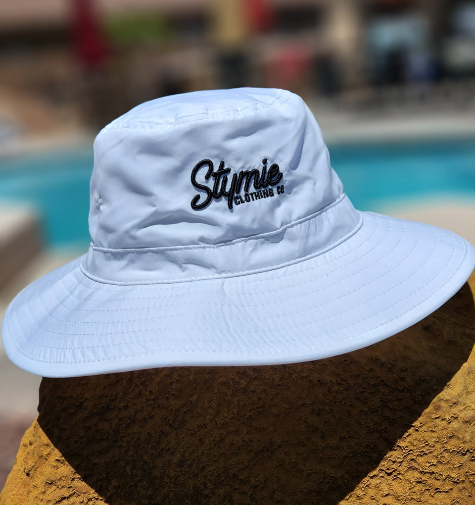 Stymie Script Full Brim Bucket Hat | Stymie Clothing Company White / S/M
